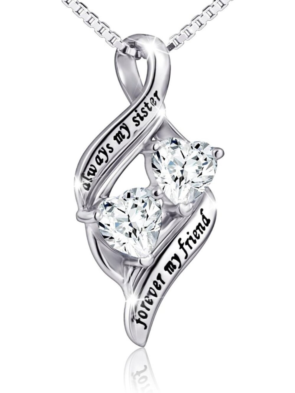 925 Sterling Silver Heart Necklace - Always My Sister, Daughter, Mother Gift